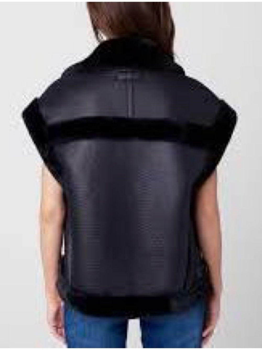 NEW BLANKNYC Vegan Leather Sherpa Oversized Black Vest Buckle Details Moto Sz S - Picture 6 of 12